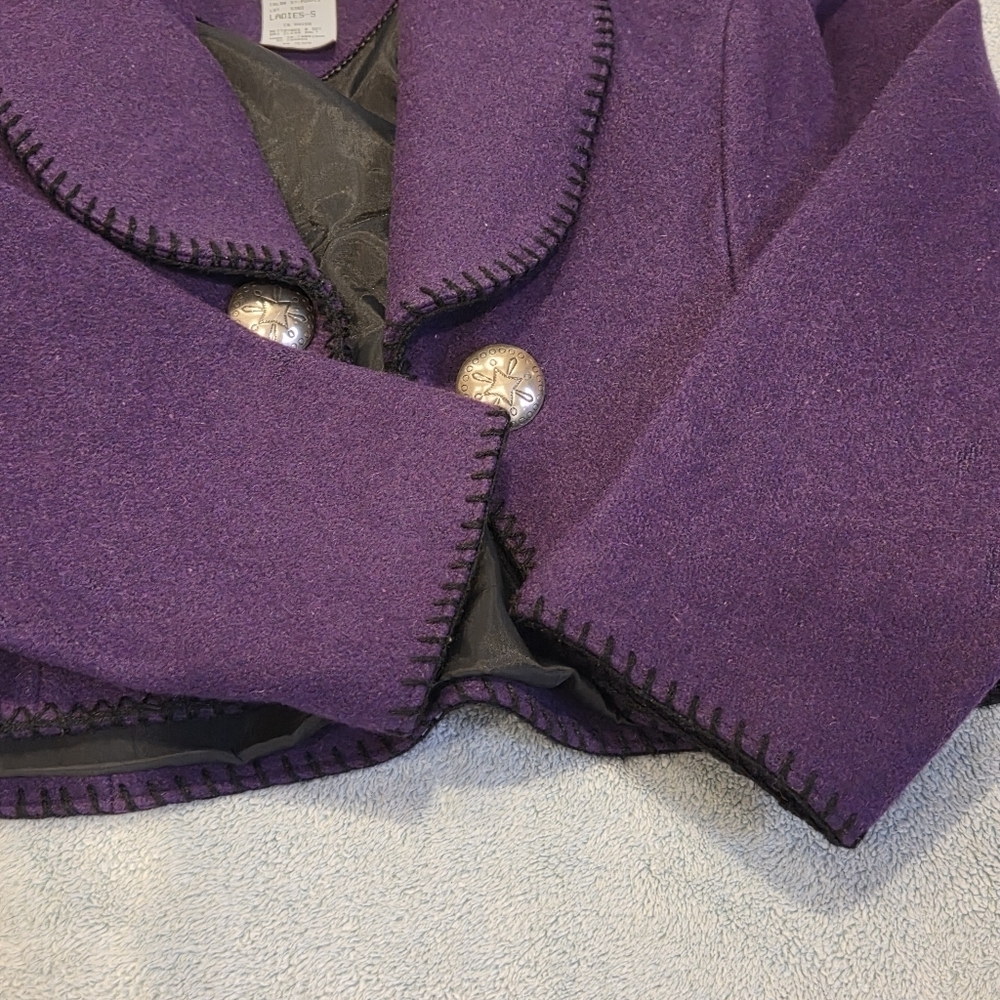 Vintage Women's Western Bolero Wool Jacket Mid West Garment Co. Purple Small - Picture 14 of 14